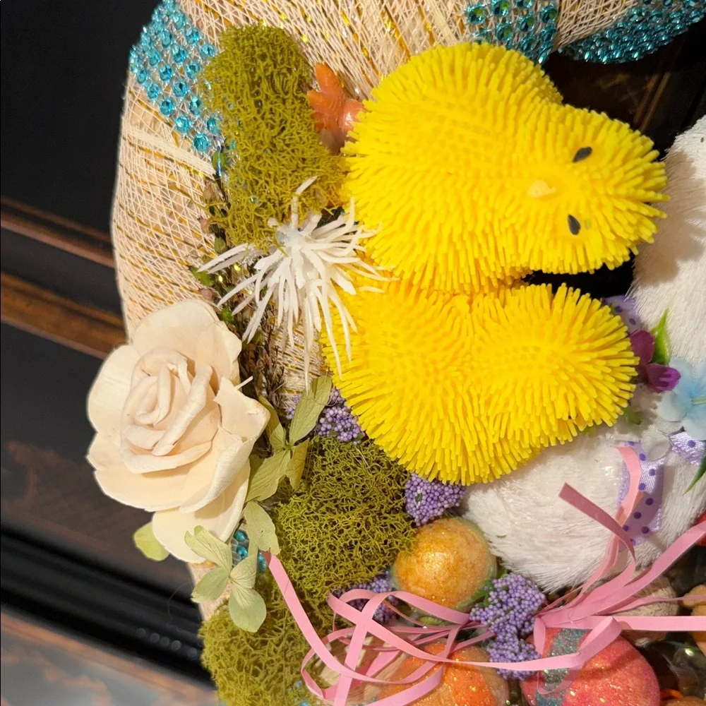 Colorful Easter Wreath with Plush Accents